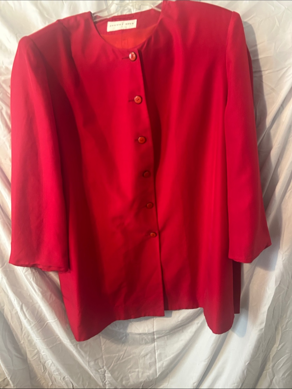 august silk Red Button-Front Blouse
